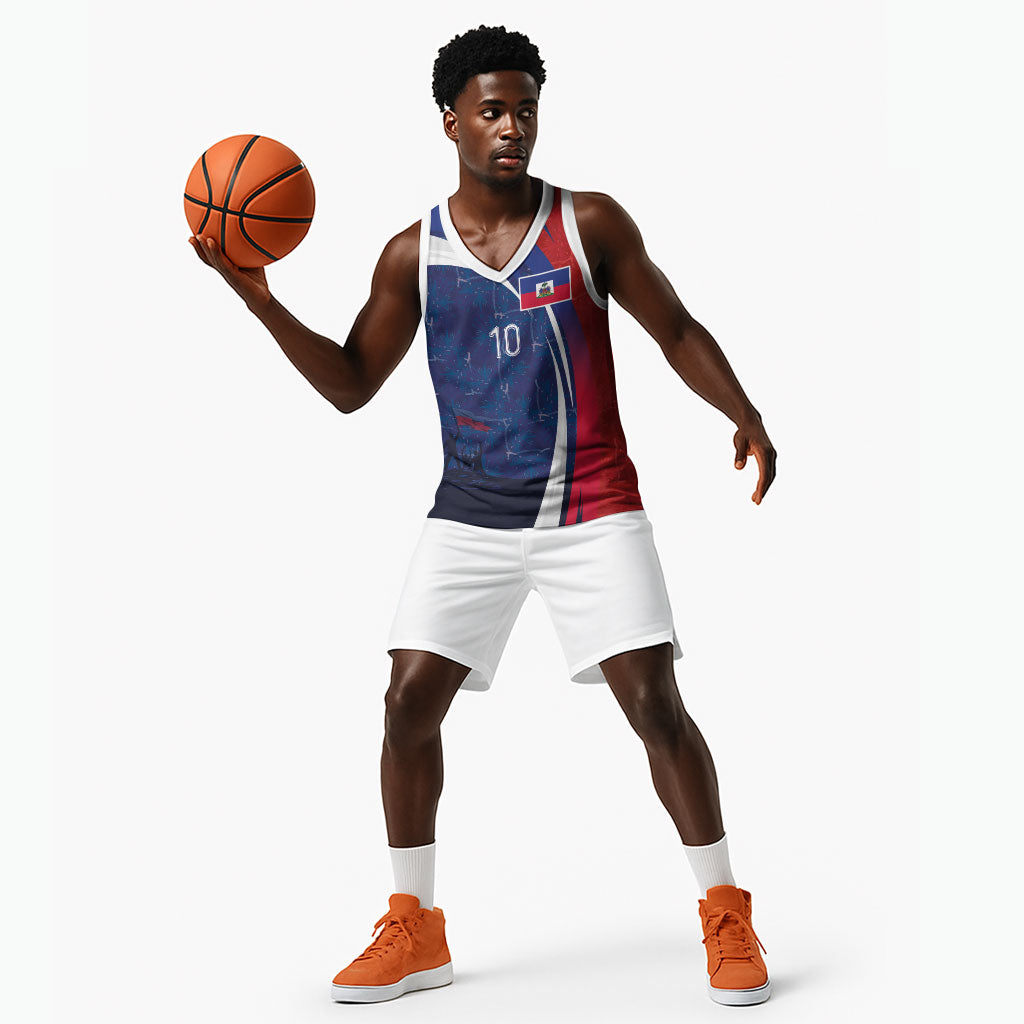 Haiti Football Custom Basketball Jersey Abstract Graphic Style Patriotic