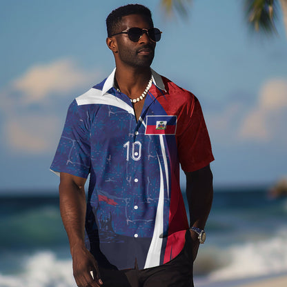 Haiti Football Custom Hawaiian Shirt Abstract Graphic Style Patriotic