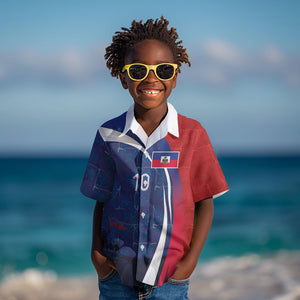 Haiti Football Custom Kid Hawaiian Shirt Abstract Graphic Style Patriotic
