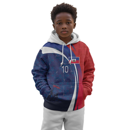 Haiti Football Custom Kid Hoodie Abstract Graphic Style Patriotic