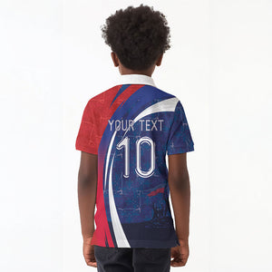 Haiti Football Custom Kid Polo Shirt Abstract Graphic Style Patriotic