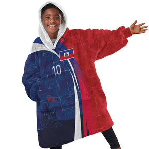 Haiti Football Custom Kid Wearable Blanket Hoodie Abstract Graphic Style Patriotic