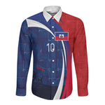 Haiti Football Custom Long Sleeve Button Shirt Abstract Graphic Style Patriotic