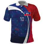 Haiti Football Custom Polo Shirt Abstract Graphic Style Patriotic