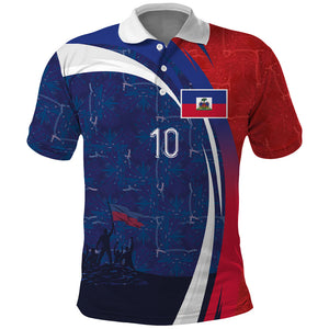 Haiti Football Custom Polo Shirt Abstract Graphic Style Patriotic