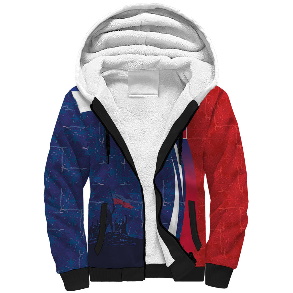 Haiti Football Custom Sherpa Hoodie Abstract Graphic Style Patriotic
