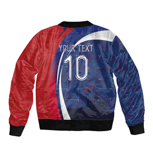 Haiti Football Custom Sleeve Zip Bomber Jacket Abstract Graphic Style Patriotic