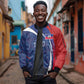 Haiti Football Custom Sleeve Zip Bomber Jacket Abstract Graphic Style Patriotic