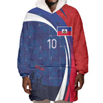 Haiti Football Custom Wearable Blanket Hoodie Abstract Graphic Style Patriotic