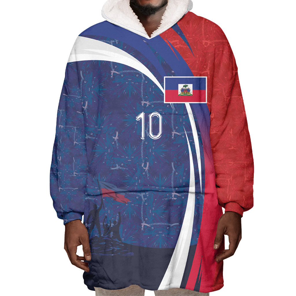 Haiti Football Custom Wearable Blanket Hoodie Abstract Graphic Style Patriotic