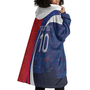 Haiti Football Custom Wearable Blanket Hoodie Abstract Graphic Style Patriotic