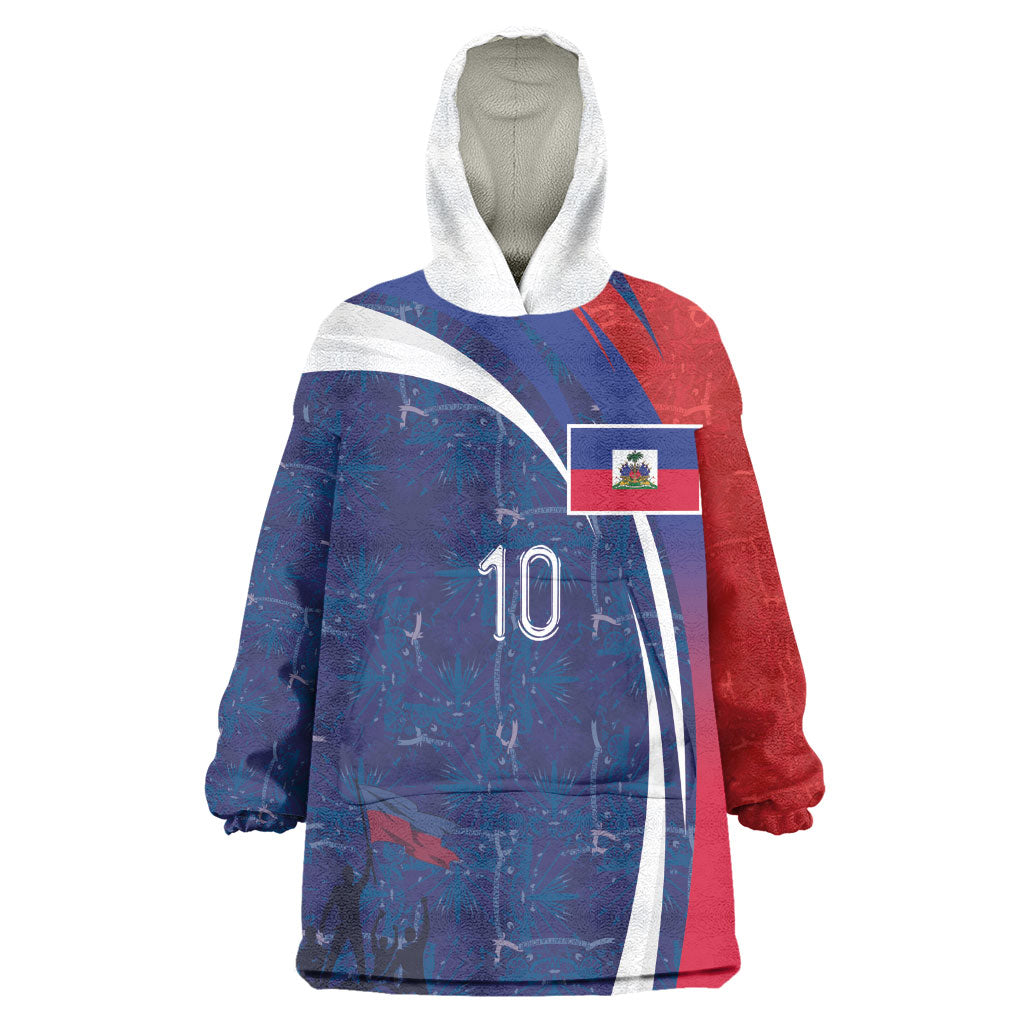 Haiti Football Custom Wearable Blanket Hoodie Abstract Graphic Style Patriotic
