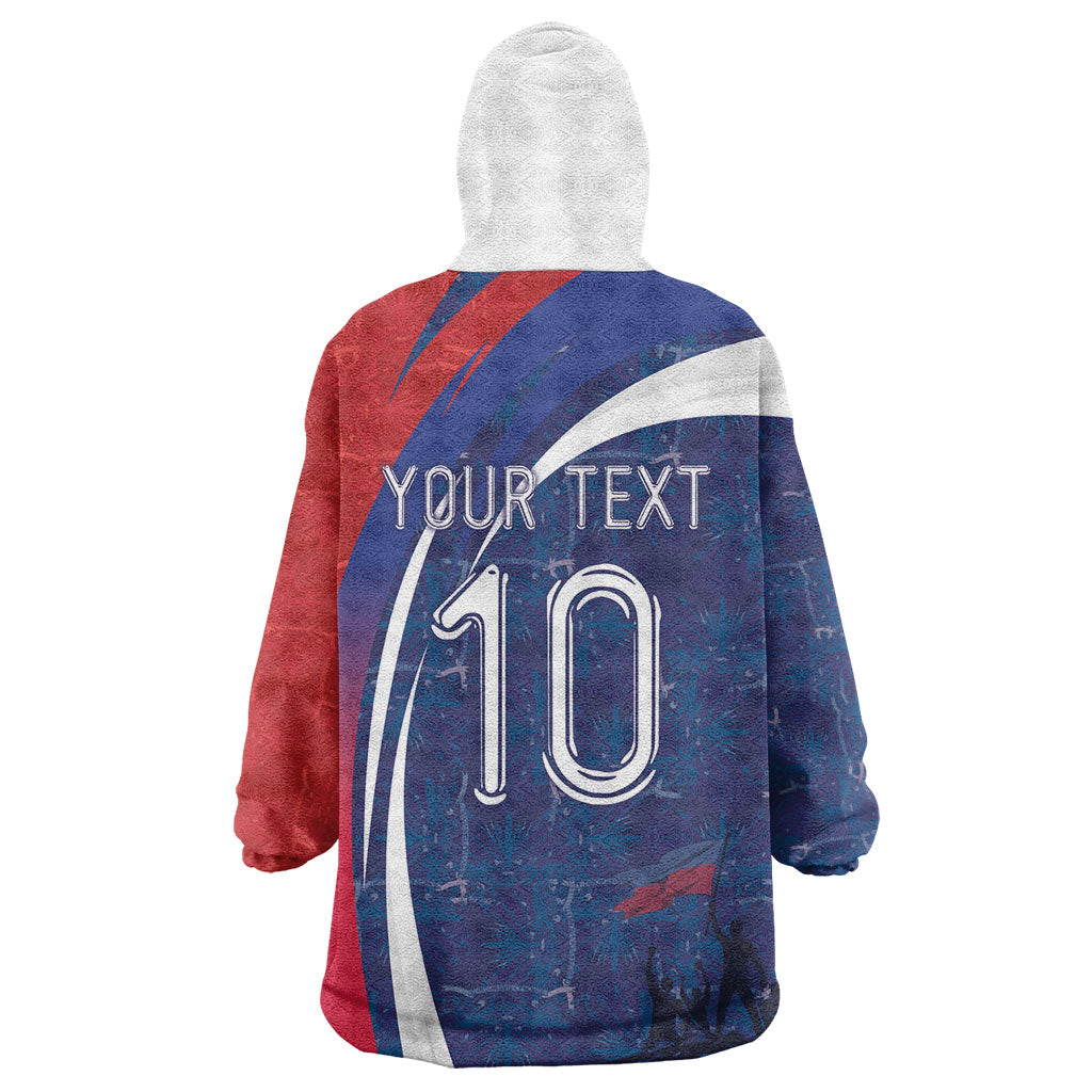 Haiti Football Custom Wearable Blanket Hoodie Abstract Graphic Style Patriotic