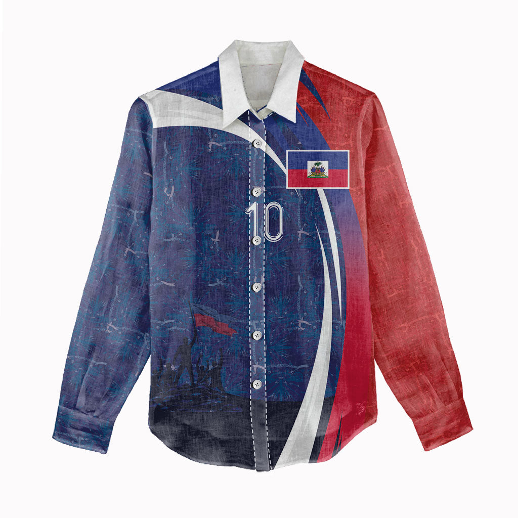 Haiti Football Custom Women Casual Shirt Abstract Graphic Style Patriotic