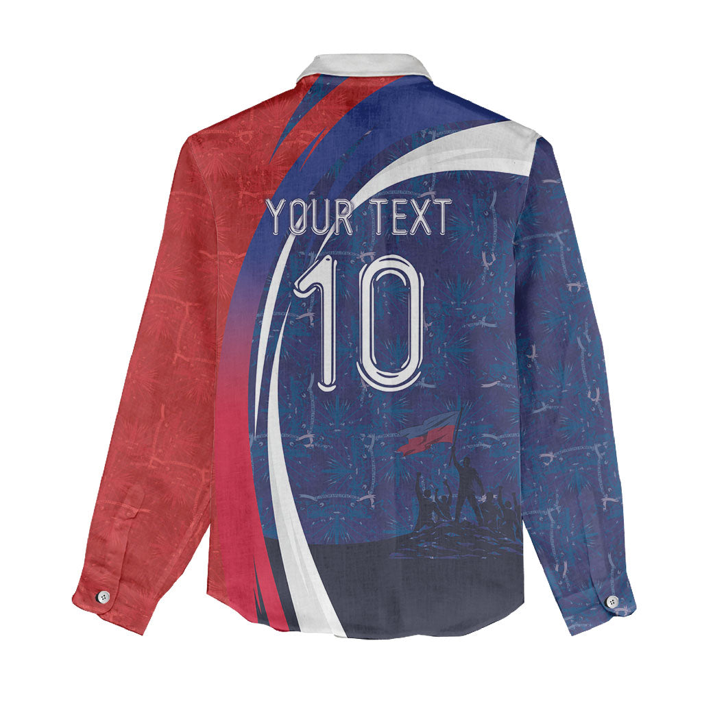 Haiti Football Custom Women Casual Shirt Abstract Graphic Style Patriotic