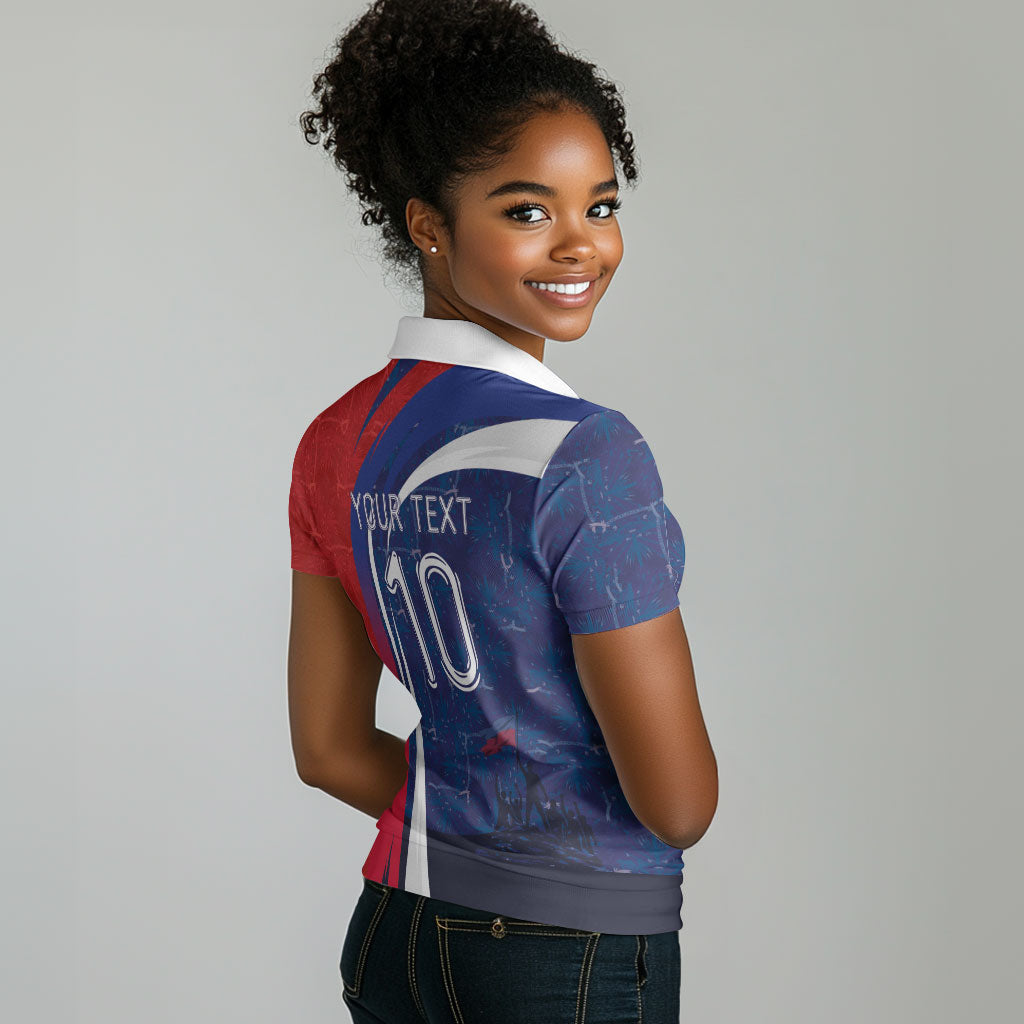 Haiti Football Custom Women Polo Shirt Abstract Graphic Style Patriotic
