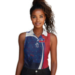 Haiti Football Custom Women Sleeveless Polo Shirt Abstract Graphic Style Patriotic