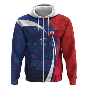 Haiti Football Custom Zip Hoodie Abstract Graphic Style Patriotic