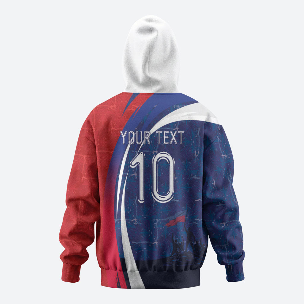 Haiti Football Custom Zip Hoodie Abstract Graphic Style Patriotic