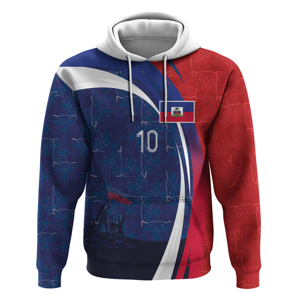 Haiti Football Custom Zip Hoodie Abstract Graphic Style Patriotic