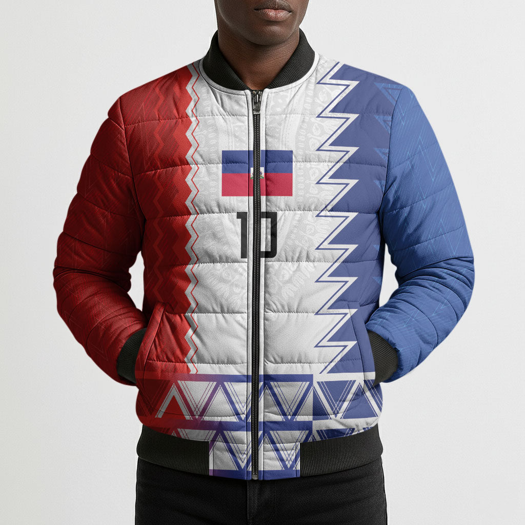 Haiti Football Custom Bomber Puffer Jacket Tribal African Abstract Graphic