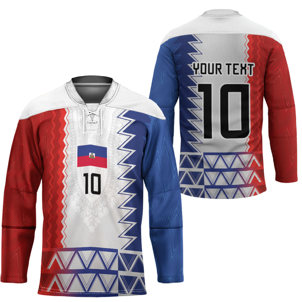 Haiti Football Custom Hockey Jersey Tribal African Abstract Graphic