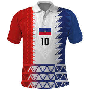 Haiti Football Custom Polo Shirt Tribal African Abstract Graphic
