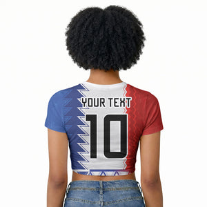 Haiti Football Custom Raglan Cropped T shirt Tribal African Abstract Graphic