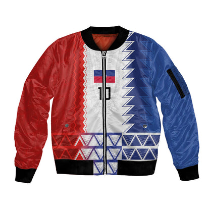 Haiti Football Custom Sleeve Zip Bomber Jacket Tribal African Abstract Graphic