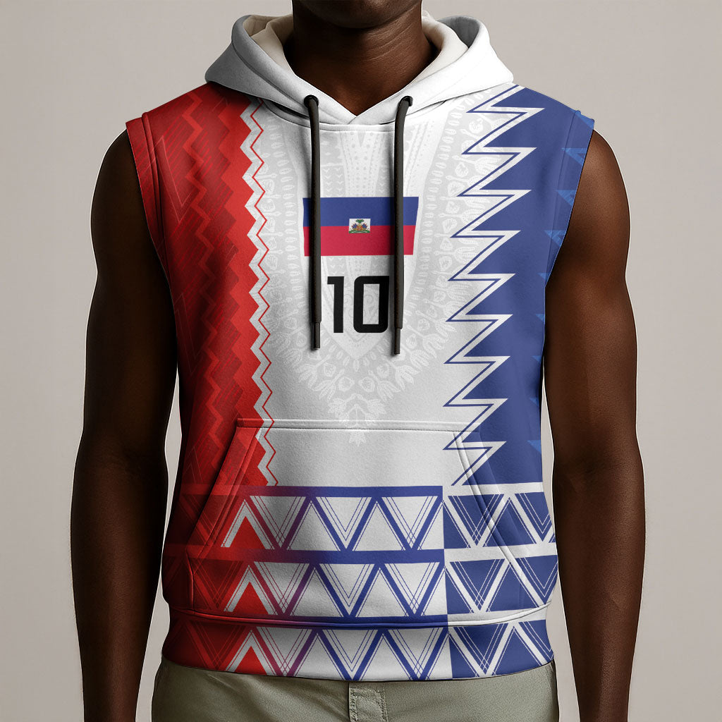 Haiti Football Custom Sleeveless Hoodie Tribal African Abstract Graphic