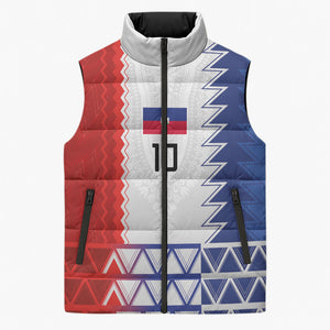 Haiti Football Custom Sleeveless Puffer Jacket Tribal African Abstract Graphic