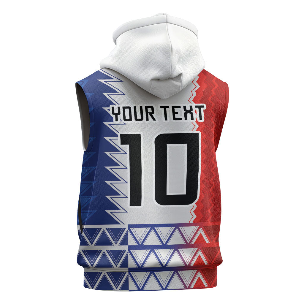 Haiti Football Custom Sleeveless Zip Hoodie Tribal African Abstract Graphic