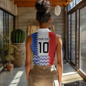 Haiti Football Custom Women Sleeveless Polo Shirt Tribal African Abstract Graphic