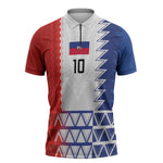 Haiti Football Custom Zipper Polo Shirt Tribal African Abstract Graphic