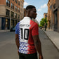 Haiti Football Custom Zipper Polo Shirt Tribal African Abstract Graphic