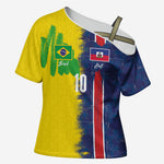 Haiti and Brazil Football Custom Cross Shoulder Shirt Splash Half Split