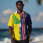 Haiti and Brazil Football Custom Hawaiian Shirt Splash Half Split