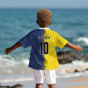 Haiti and Brazil Football Custom Kid Hawaiian Shirt Splash Half Split