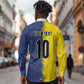 Haiti and Brazil Football Custom Long Sleeve Button Shirt Splash Half Split