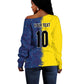 Haiti and Brazil Football Custom Off Shoulder Sweater Splash Half Split