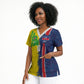 Haiti and Brazil Football Custom Scrub Top Splash Half Split