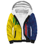 Haiti and Brazil Football Custom Sherpa Hoodie Splash Half Split