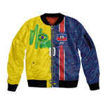 Haiti and Brazil Football Custom Sleeve Zip Bomber Jacket Splash Half Split