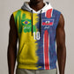 Haiti and Brazil Football Custom Sleeveless Hoodie Splash Half Split