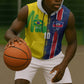 Haiti and Brazil Football Custom Sleeveless Zip Hoodie Splash Half Split