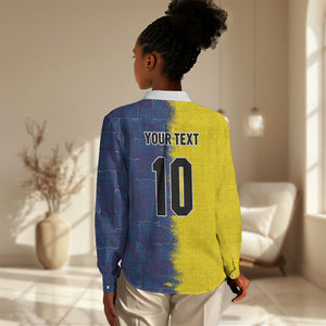 Haiti and Brazil Football Custom Women Casual Shirt Splash Half Split