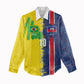 Haiti and Brazil Football Custom Women Casual Shirt Splash Half Split