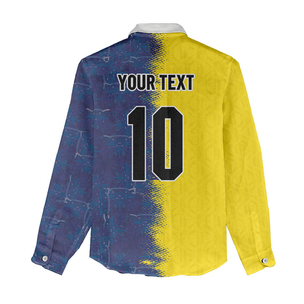 Haiti and Brazil Football Custom Women Casual Shirt Splash Half Split