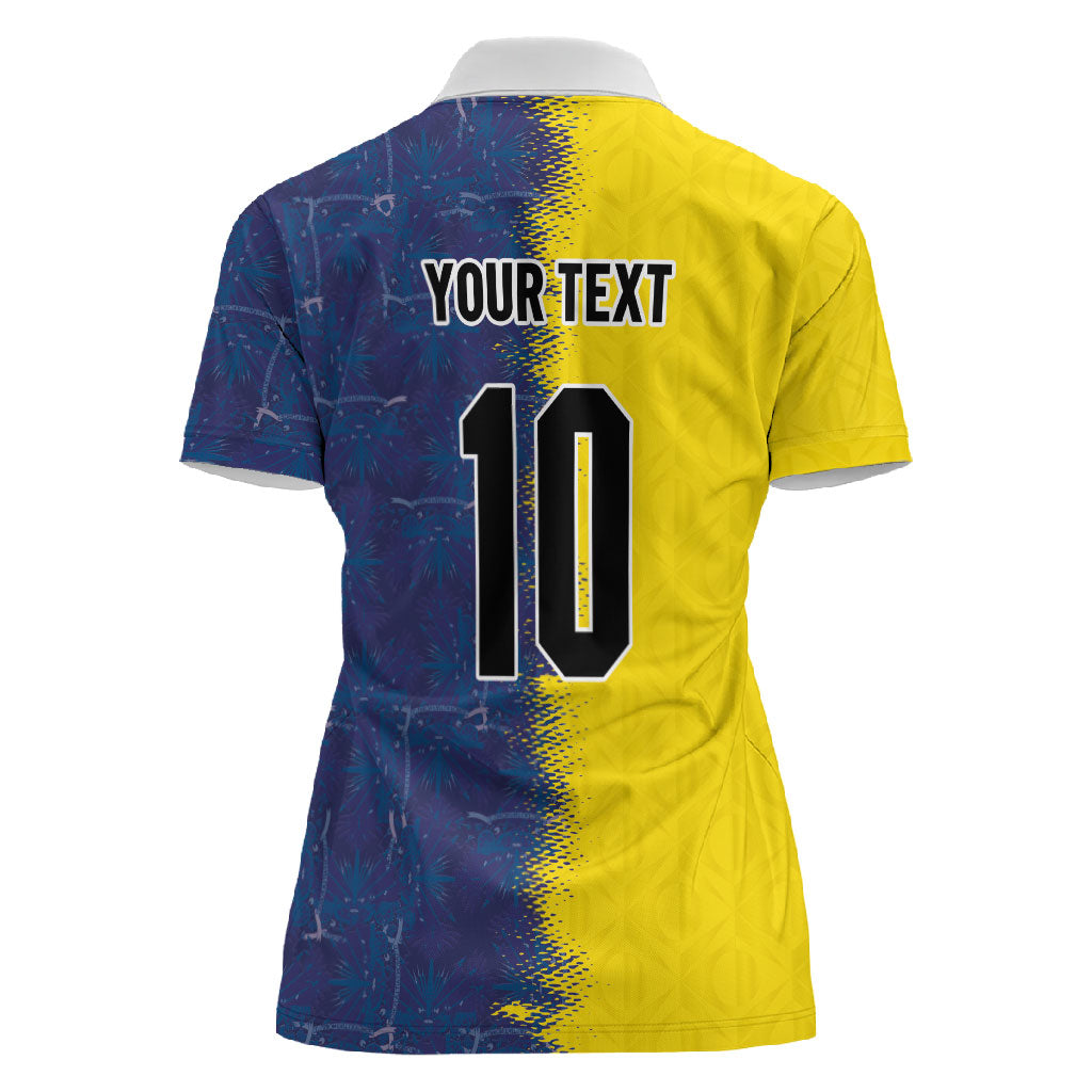 Haiti and Brazil Football Custom Women Polo Shirt Splash Half Split