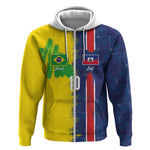 Haiti and Brazil Football Custom Zip Hoodie Splash Half Split